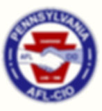 Round logo that reads Pennsylvania AFL-CIO around the perimeter. Inside there is a red keystone with 2 hands shaking. The hand on the left reads AFL and the one on the right reads CIO