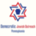 Blue and red Star of David surround a blue keystone. Beneath, the words Democratic Jewish Outreach Pennsylvania appear
